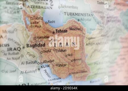 Iran su una mappa. Foto Stock