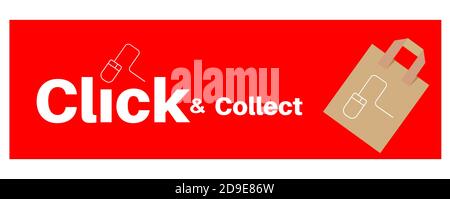 Fare clic e raccogliere il vettore di concetto di shopping su Internet su un bianco sfondo Illustrazione Vettoriale