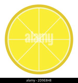 Frutta al limone. Limone segmentato su fondo bianco. Design piatto. Illustrazione Vettoriale