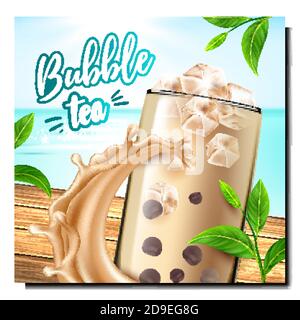 Vettore di banner promozionale creativo Bubble Tea Illustrazione Vettoriale