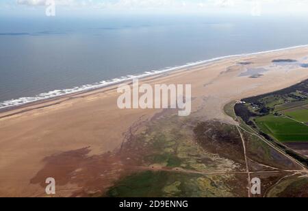 Vista aerea della colonia di foche grigia Donna Nook Riserva sulla costa del Lincolnshire Foto Stock