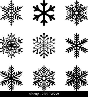Set di fiocchi di neve vettoriali. Illustrazione delle festività. Neve nuovi anni ornati. Elemento natalizio Snowflake silhouette clipart. Decorazione invernale. . Illustrazione vettoriale Illustrazione Vettoriale