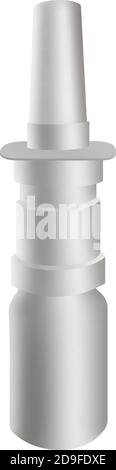 Spray medico farmaci antisettici nasali flacone di plastica Bianco. Pronto per il tuo design. Vettore di imballaggio del prodotto EPS10. 3D Illustrazione Vettoriale