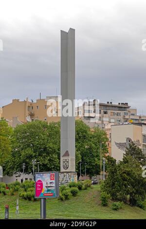 Belgrado, Serbia - 27 aprile 2019: Obelisco Monument First non Aligned Movement Summit a Belgrado, Serbia. Foto Stock