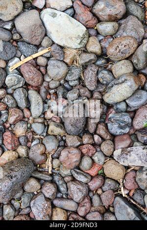 struttura in pietra di fiume di varie forme e dimensioni, adatta per carta da parati e sfondo Foto Stock