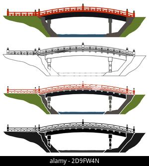 Ponte a Nikko Shrines e Templi, Giappone. Illustrazione Vettoriale