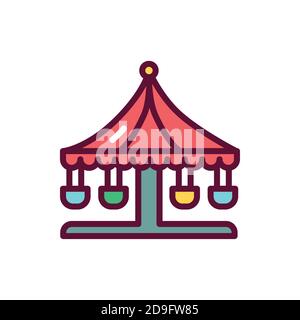 Icona della linea a colori del carosello pubblico. Elemento vettoriale isolato. Illustrazione Vettoriale
