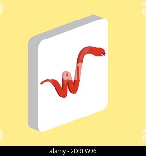 Icona Snake Simple Vector. Modello di disegno simbolo illustrazione per elemento dell'interfaccia utente Web mobile. Pittogramma isometrico a colori perfetto sul quadrato bianco 3d. Snake i Illustrazione Vettoriale