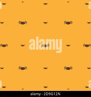 Motivo ragno nero senza cuciture su sfondo arancione Illustrazione Vettoriale