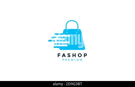 shopping bag veloce logo moderno icona grafica vettoriale Illustrazione Vettoriale