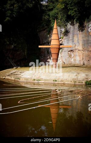 Scultura in acciaio al corten per il progetto del bacino di Worsley Delph di DP Strutture a Bridgewater Canal Foto Stock