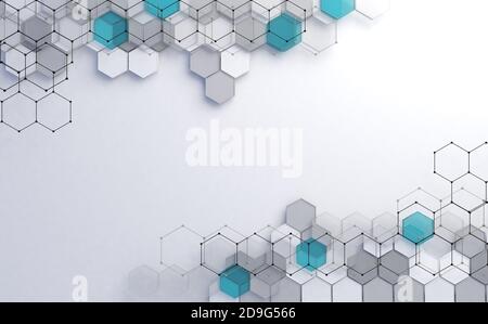 Forme geometriche in bianco e blu color.futuristico circuito high computer NET business background.Abstract tecnologia e digitale hi tech hexagons Foto Stock