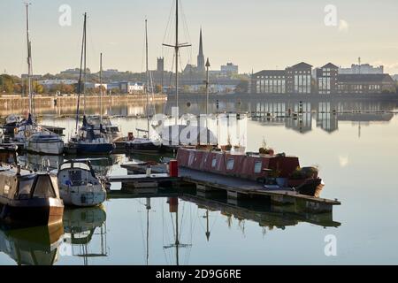 Autunno a Preston Docks e Preston Marina Foto Stock