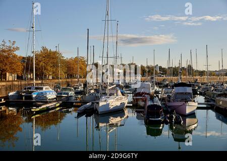 Autunno a Preston Docks e Preston Marina Foto Stock