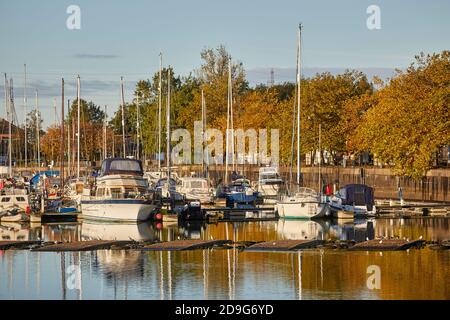 Autunno a Preston Docks e Preston Marina Foto Stock