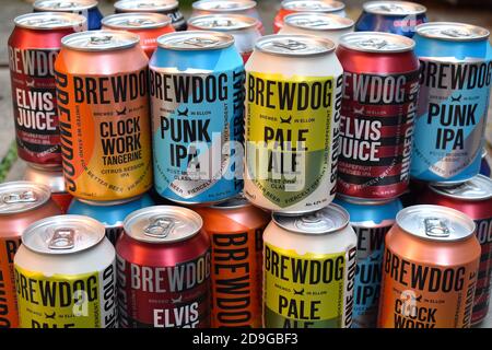 Punk IPA è una birra artigianale più venduta. Ingredienti sempre presenti sono lievito di malto luppolo e acqua BrewDog birrerie in tutto il mondo fare incredibili birre Foto Stock