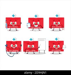 Medico professione emoticon con natale rosso buste cartoon carattere Illustrazione Vettoriale