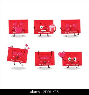 Red natale buste cartoon personaggio con amore simpatico emoticon Illustrazione Vettoriale