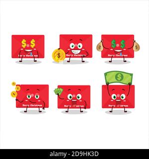 Red natale buste cartoon personaggio con simpatico emoticon portare denaro Illustrazione Vettoriale