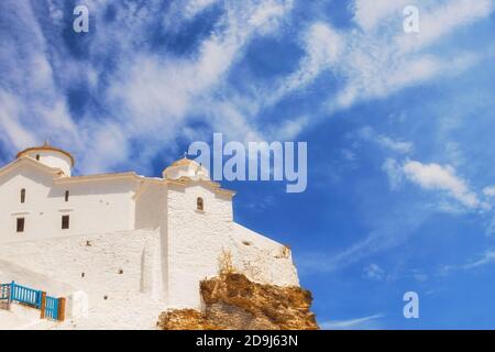 Panagitsa della chiesa di Pyrgos nella città di Skopelos Foto Stock