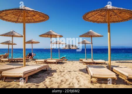 Spiaggia di Troulos, Skiathos, Grecia Foto Stock