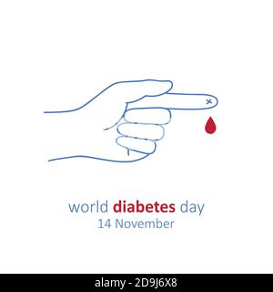 calendario sangue goccia mondo diabete giorno 14 novembre illustrazione vettoriale EPS10 Illustrazione Vettoriale