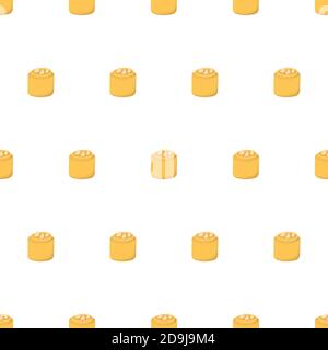 Motivo senza giunture Dimsum in stile piatto su sfondo bianco. Cucina cinese tradizionale. Illustrazione Vettoriale
