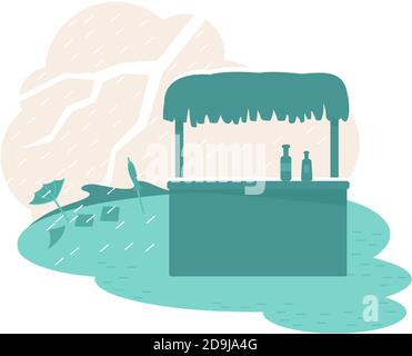 Banner Web vettoriale 2D pioggia naturale disastro, poster Illustrazione Vettoriale