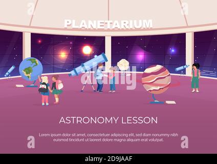 Poster lezione di astronomia modello vettoriale piatto Illustrazione Vettoriale