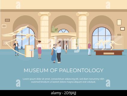 Museo di paleontologia poster piatto modello vettoriale Illustrazione Vettoriale