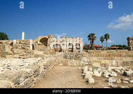 Antiche rovine a lato, antica città-sfondo di archeologia Foto Stock