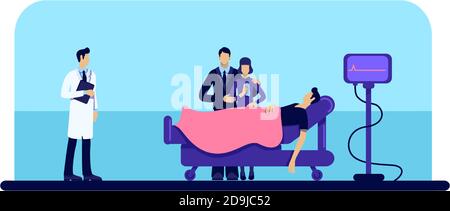 Uomo morto in ospedale piatto colore illustrazione vettoriale Illustrazione Vettoriale
