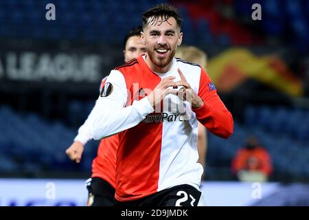 Rotterdam, Paesi Bassi. 5 Nov 2020. Orkun Kokcu di Feyenoord festeggia dopo il suo gol durante la UEFA Europa League, Group Stage, Group K Football Match tra Feyenoord e CSKA Moskva il 5 novembre 2020 allo stadio De Kuip di Rotterdam, Paesi Bassi - Foto Yannick Verhoeven/Orange Pictures/DPPI/LM Credit: Paola Benini/Alamy Live News Foto Stock