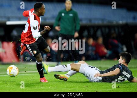 Rigeciano HAPS di Feyenoord, Baktiyor Zalnutdinov di CSKA Moskva durante la UEFA Europa League, fase di Gruppo, partita di calcio del Gruppo K tra Feyenoor P. Foto Stock