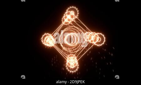 Sfondo 3D astratto con luce e scintille illuminanti, rendering 3D Foto Stock