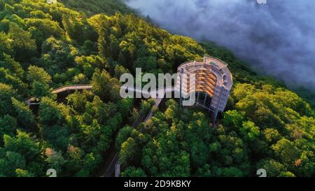 Treetop Walk Saarschleife sul Saarschleife vicino a Mettlach, Saarland, Germania Foto Stock
