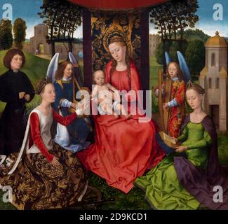 Vergine con il Bambino e i Santi Caterina di Alessandria e Barbara, Hans Memling, 1840's, Metropolitan Museum of Art, Manhattan, New York City, STATI UNITI D'AMERICA, NÉ Foto Stock