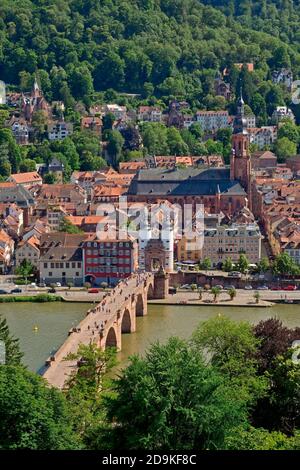 Vista sulla città, Heidelberg, Neckar, Baden-Württemberg, Germania Foto Stock