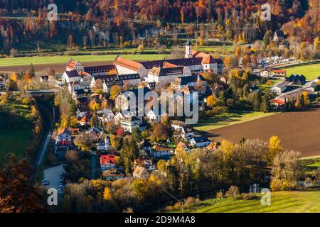 Beuron nell'alta valle del Danubio, Germania Foto Stock