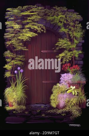 Immagine della porta segreta marrone Foto Stock