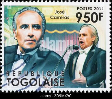 Il tenore José Carreras sul francobollo Foto Stock