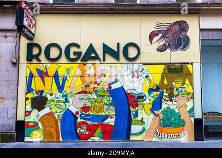 Famoso ristorante di pesce, Rogano, nel centro di Glasgow, chiuso a causa di covid 19 lockdown, Glasgow, Scozia, Regno Unito Foto Stock