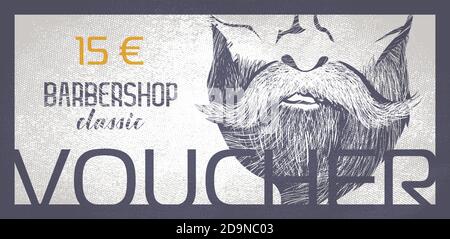Vector voucher per Barbershop, stilista maschile, parrucchiere ecc. Illustrazione Vettoriale