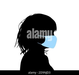 ragazza in una maschera medica. Illustrazione vettoriale Illustrazione Vettoriale