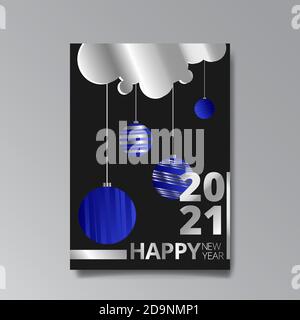 2021 felice anno nuovo invation lusso tempate, luccicante glitch holograpic design creativo, hipster giovane neon e colori gradiente, realistico arcobaleno brillare Illustrazione Vettoriale