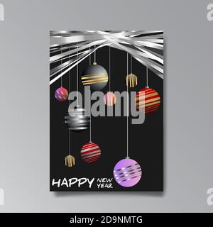 2021 felice anno nuovo invation lusso tempate, luccicante glitch holograpic design creativo, hipster giovane neon e colori gradiente, realistico arcobaleno brillare Illustrazione Vettoriale