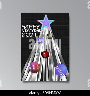 2021 felice anno nuovo invation lusso tempate, luccicante glitch holograpic design creativo, hipster giovane neon e colori gradiente, realistico arcobaleno brillare Illustrazione Vettoriale