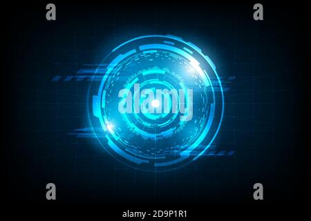 Astratto cerchio connessione futuristica con luce flare su griglia background.future concetto.vettore e illustrazione Illustrazione Vettoriale