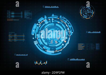Sfondo astratto futuristico .background concettuale tema futuro.Dashboard dati,grafico,concetto digitale pannello.vettore e l'illustrazione Illustrazione Vettoriale