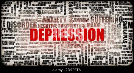 Depressione come malattia mentale concetto di disturbo sfondo Foto Stock